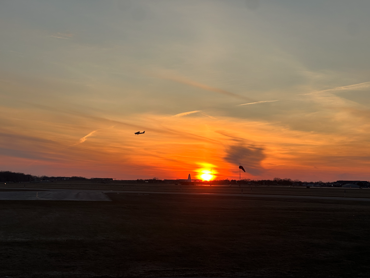 Sunset over Wittman Regional Airport after an evening training flight in Oshkosh, WI