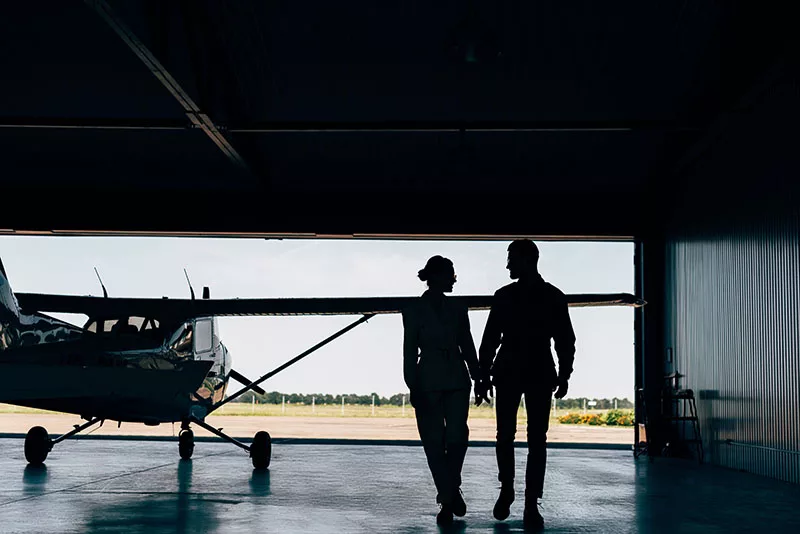 Flight instructor and student pilot